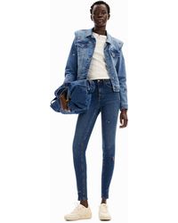 Desigual - Slim Beaded Floral Jeans - Lyst