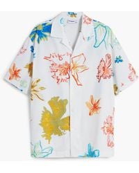 Desigual - Short-Sleeved Shirt With Leaves, Cotton - Lyst
