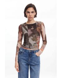 Desigual - Floral Print T-Shirt, Polyester - Lyst