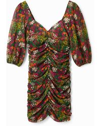 Desigual - Short Slim Dress With Ruching, Polyester - Lyst