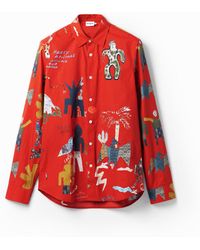 Desigual - Poplin Shirt With Illustrations. Cotton - Lyst
