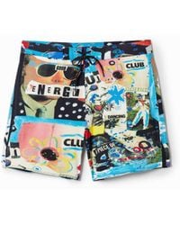 Desigual - Marine Watercolor Swimsuit, Polyester - Lyst