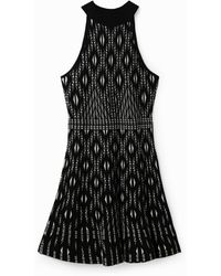 Desigual - Short Geometric Knit Dress, Viscose - Lyst