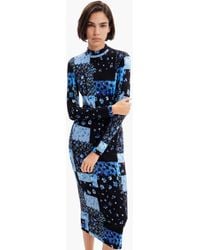 Desigual - Floral Ribbed Midi Dress, Viscose - Lyst