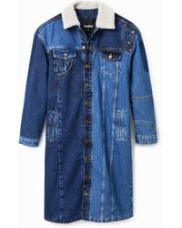 Desigual - Long Padded Denim Jacket - Lyst