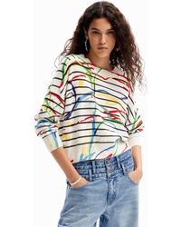 Desigual - Short Striped Arty Pullover - Lyst