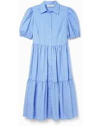 Desigual - Striped Midi Shirt Dress - Lyst