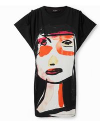 Desigual - Arty Face Mini Dress, Cotton - Lyst