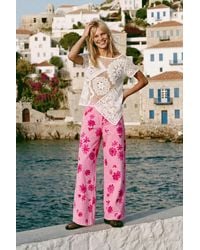Desigual - Jeans Trousers Flowers, Cotton - Lyst