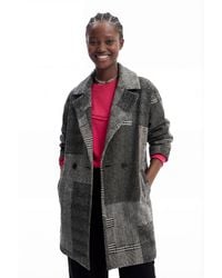 Desigual - Tailored Patchwork Wool Coat - Lyst