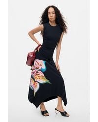 Desigual - Asymmetrical Floral Dress, Cotton - Lyst