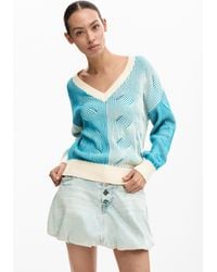 Desigual - Jacquard Knit Sweater, Cotton - Lyst