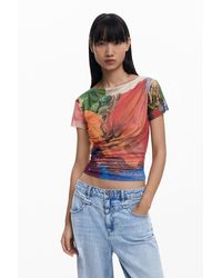 Desigual - Camiseta Gasa Drapeado - Lyst