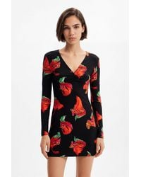 Desigual - Ribbed Floral Mini Dress, Viscose - Lyst