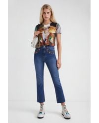 Desigual - Flared Cropped Jeans, Cotton - Lyst