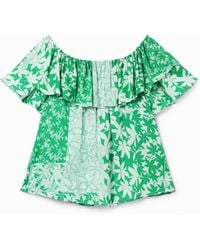 Desigual - Patchwork Floral Ruffle Blouse, Viscose - Lyst
