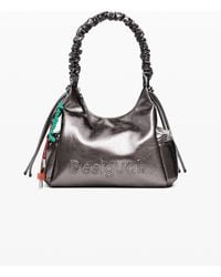 Desigual - Metallic Medium 3D Logo Bag With Ruched Handle - Lyst