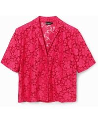 Desigual - Short Lace Resort Shirt, Polyester - Lyst