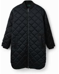 Desigual - Long Padded Bomber Jacket - Lyst