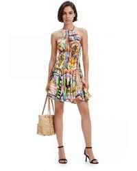 Desigual - Stella Jean Arty Postcard Short Dress, Viscose - Lyst