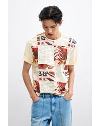 Desigual - T-Shirt Mit Ethnischem Muster, Herren, Baumwolle, Weiß - Lyst