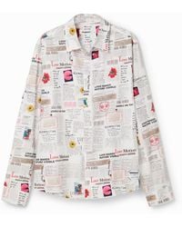 Desigual - Long-Sleeve Newspaper Shirt, Cotton - Lyst