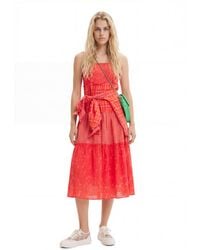 Desigual - Long Patchwork Strappy Dress, Polyester - Lyst