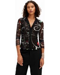 Desigual - Arty Faces Ruched T-shirt - Lyst