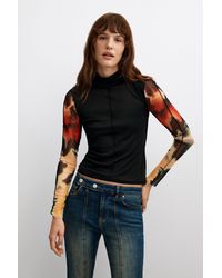 Desigual - Printed Long Sleeve T-Shirt - Lyst