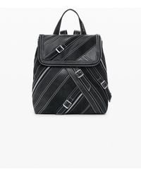 Desigual - Petit Sac À Dos Effet Cuir Avec Boucles, Femme, Polyuréthane, Noir - Lyst