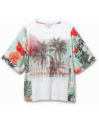 Desigual - Hawaiian T-shirt With Fringe - Lyst
