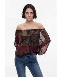 Desigual - Printed Long-Sleeve Blouse, Polyester - Lyst
