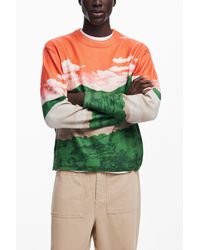 Desigual - Landscape Knit Crewneck Sweater - Lyst