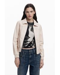 Desigual - Faux Leather Biker Jacket - Lyst