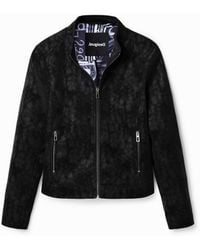 Desigual - Suede-Effect Biker Jacket, Polyurethane - Lyst