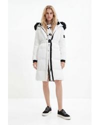 Desigual - Long Padded Coat With Belt, Polyester - Lyst