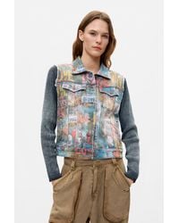 Desigual - Printed Denim Jacket, Cotton - Lyst