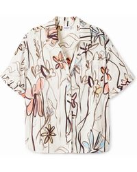 Desigual - Illustrated Floral Shirt, Cotton - Lyst