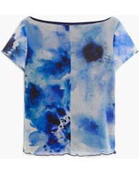 Desigual - T-Shirt En Tulle Côtelé, Polyester, Bleu - Lyst