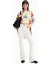 Desigual - Vaqueros Flare Long, Mujer, Algodon, Blanco - Lyst