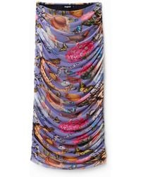 Desigual - Slim Tulle Midi Skirt, Polyester - Lyst