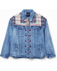 Desigual - Embroidered Denim Trucker Jacket - Lyst
