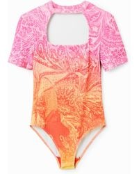 Desigual - M. Christian Lacroix Ribbed Cut-Out Bodysuit, Viscose - Lyst
