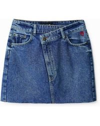 Desigual - Criss-Cross Waist Denim Mini Skirt, Cotton - Lyst