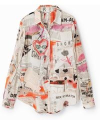 Desigual - Fine Newspaper Shirt, Cotton - Lyst