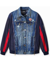 Desigual - Chaqueta Vaquera Bomber Híbrida Oversize - Lyst