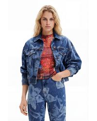 Desigual - Floral Denim Jacket, Cotton - Lyst