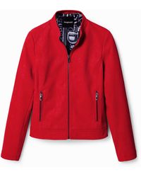 Desigual - Suede-Effect Biker Jacket, Polyurethane - Lyst