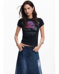 Desigual - Short-Sleeve T-Shirt With Letters, Cotton - Lyst
