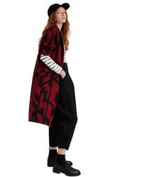 Desigual - Abrigo Recto Oversized Geométrico, Mujer, Negro - Lyst